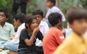 Children Having Mid Day Meal In A School of Ahmedabad