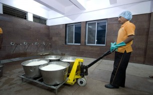 Rice Preparation In The kitchen Of Akshaya Patra Ahmedabad
