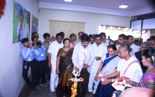 Lighting of the lamp ceremony at Akshaya Patra Surat